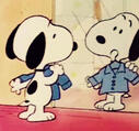 snoopy the dog choosing clothes to wear