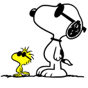 snoopy the dog and woodstock the bird from the peanuts comics